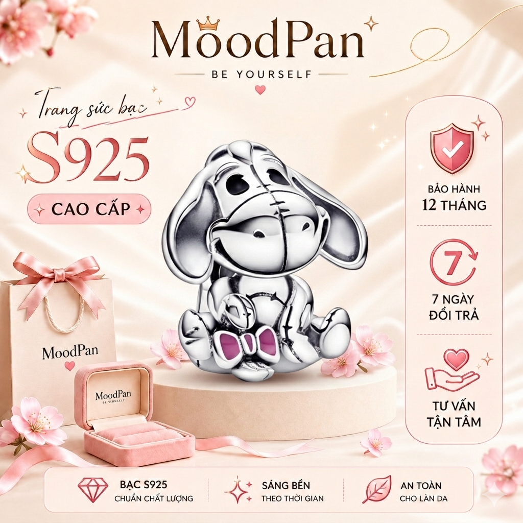 Charm Pan Disney Winnie the Pooh Eeyore Charm 1207 chú bò sữa Disney
