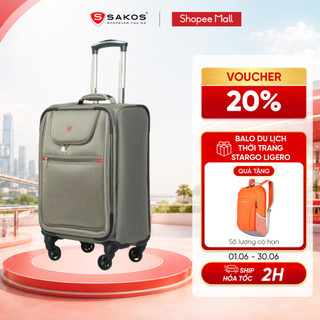 Vali kéo vải sakos champion 4.5 - size xs / xách tay - khóa tsa - vải chống thấm, trượt nước