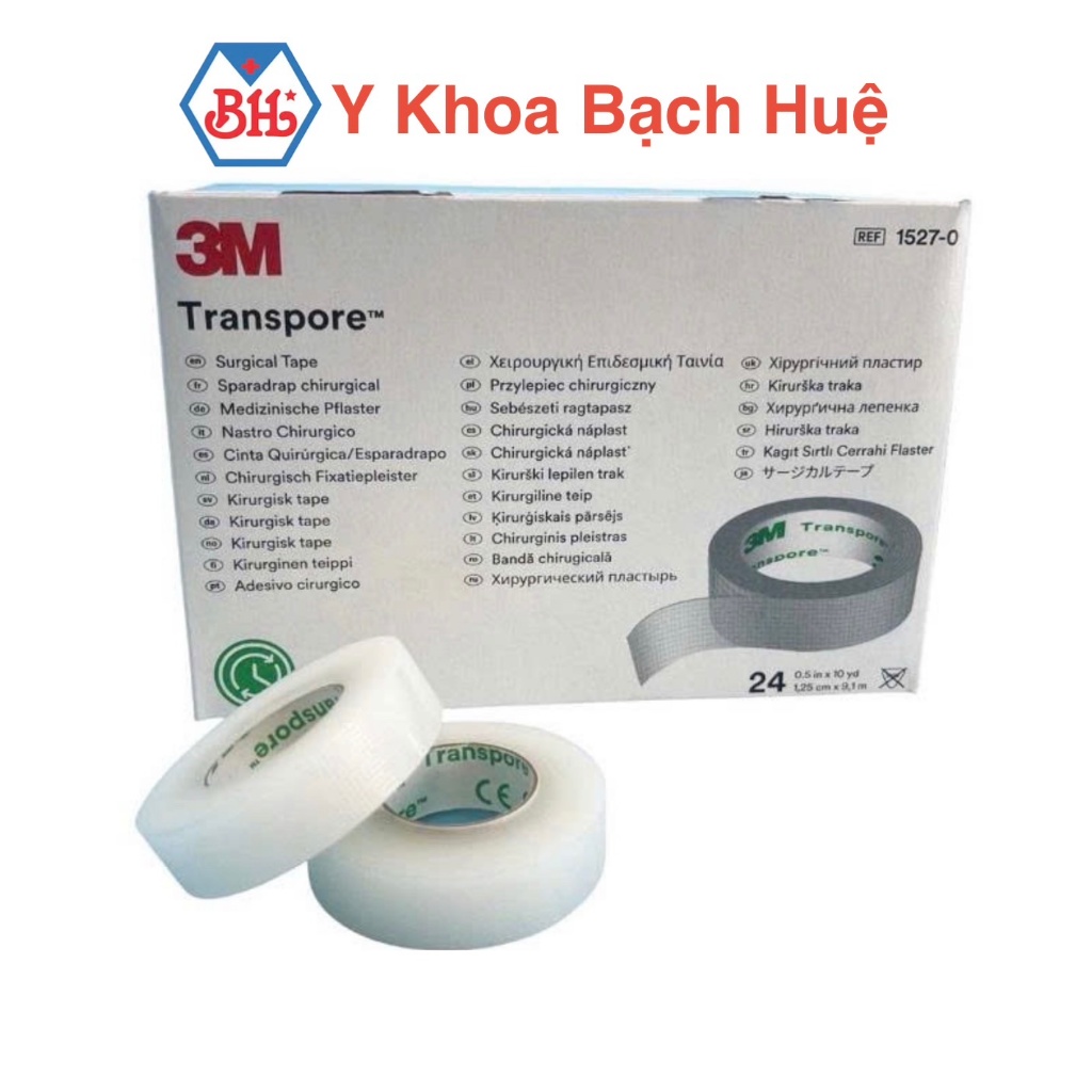Băng keo y tế trong suốt 3M Transpore 1527-0 kích thước 1.25cm x 9.1m.