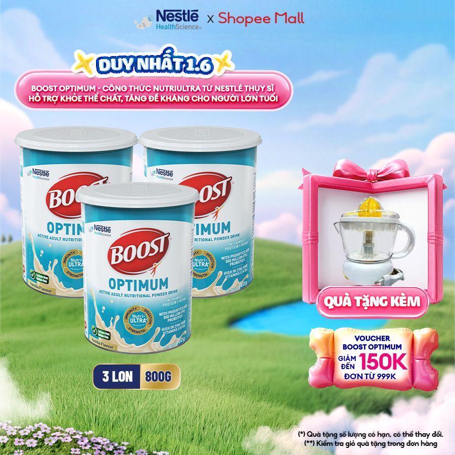 Bộ 3 Sữa Bột NESTLÉ BOOST OPTIMUM Singapore Bổ Sung Dinh Dưỡng Cho Người Lớn Tuổi 800G
