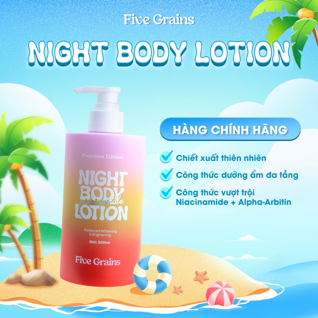 Kem dưỡng body Cao cấp Five Grains dưỡng trắng da Niacinamide, Alpha-Arbutin ban đêm bản nâng cấp 50