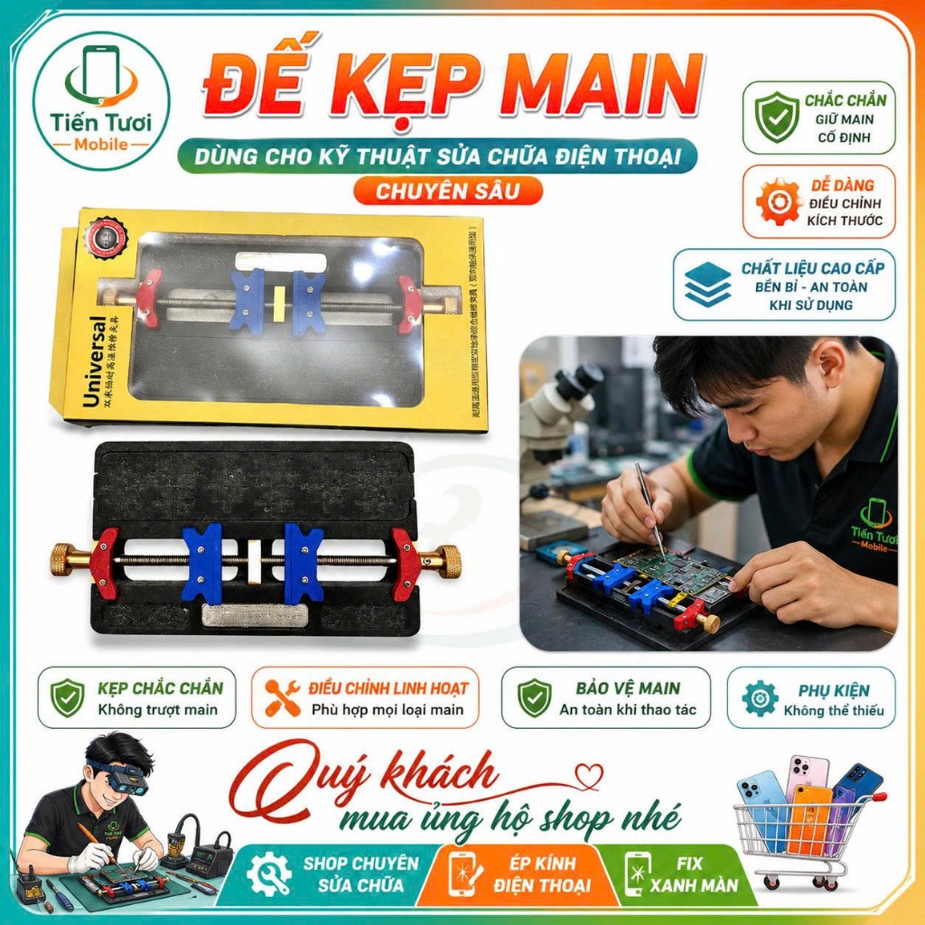 Đế Kẹp Main Đa Năng /Xanh Đỏ/ Cho Kỹ Thuật Sửa Chữa Điện Thoại