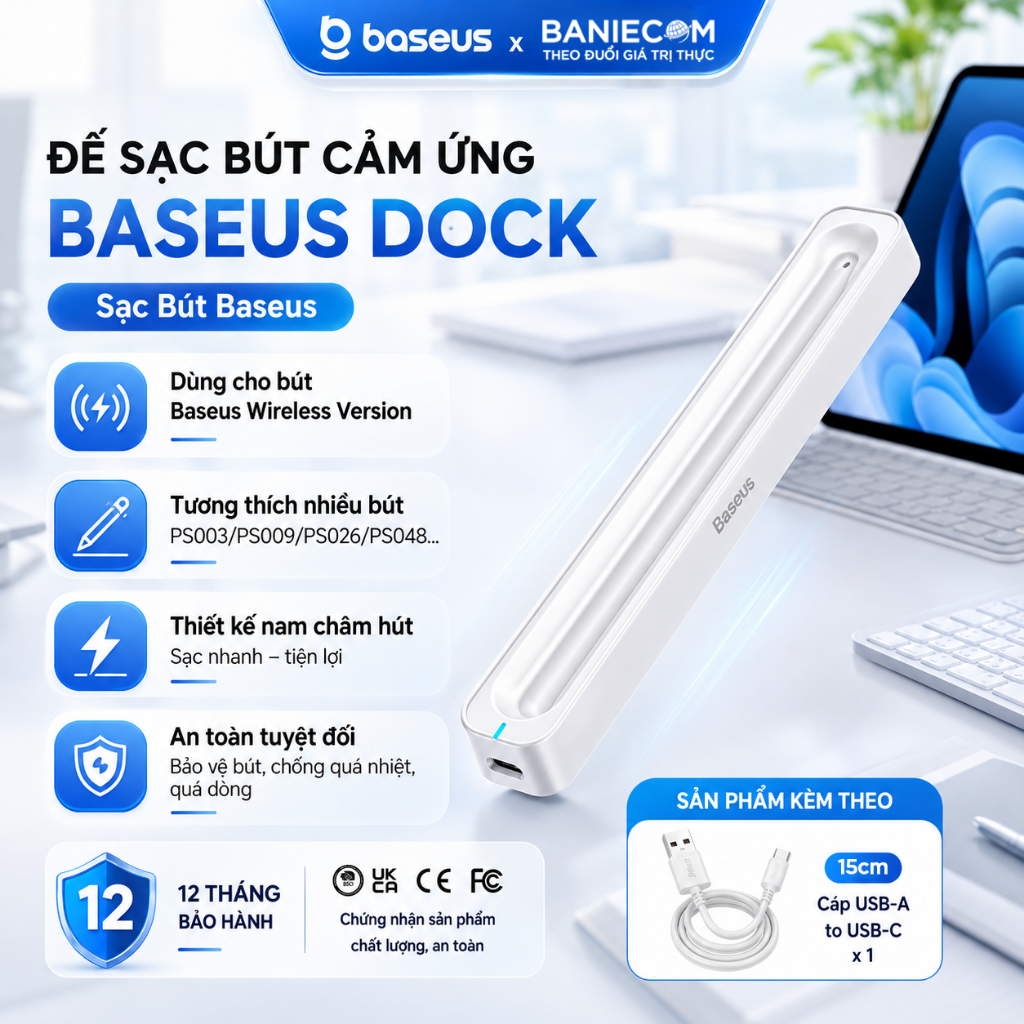 Đế sạc không dây cho bút cảm ứng Baseus Smooth Writing 2 / Smooth Writing 3 - BANIECOM MALL