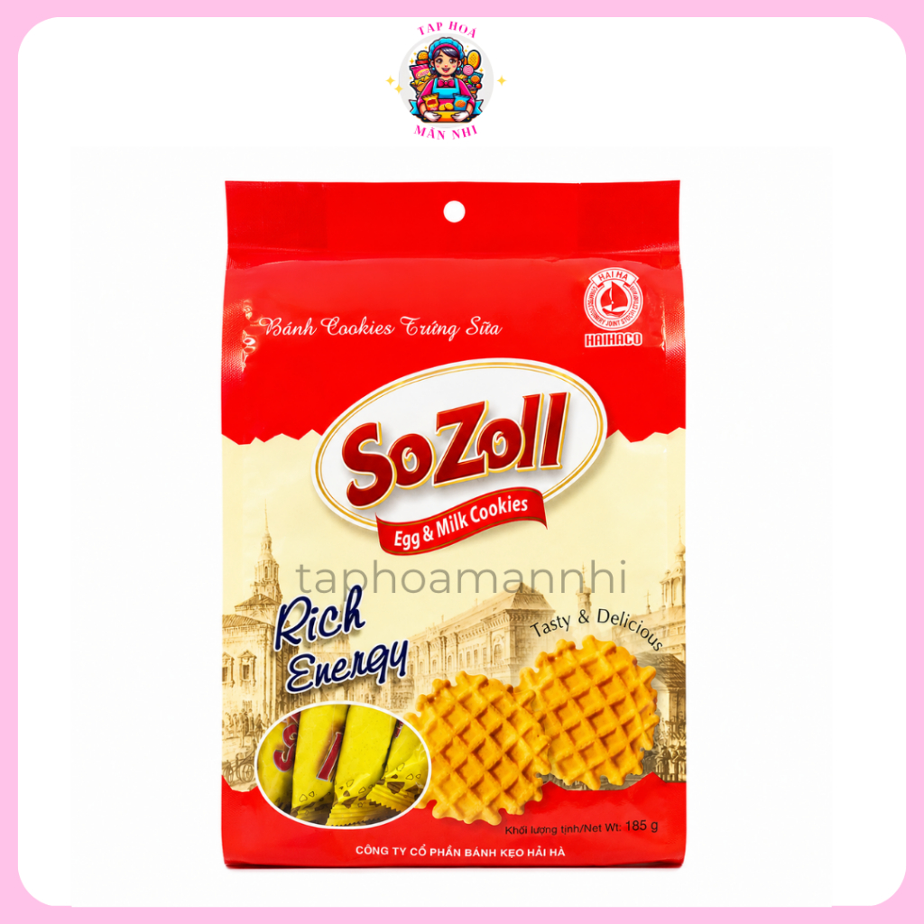 Bánh Cookies Trứng Sữa Hải Hà SoZoll Egg & Mill Cookies (Gói 185g)