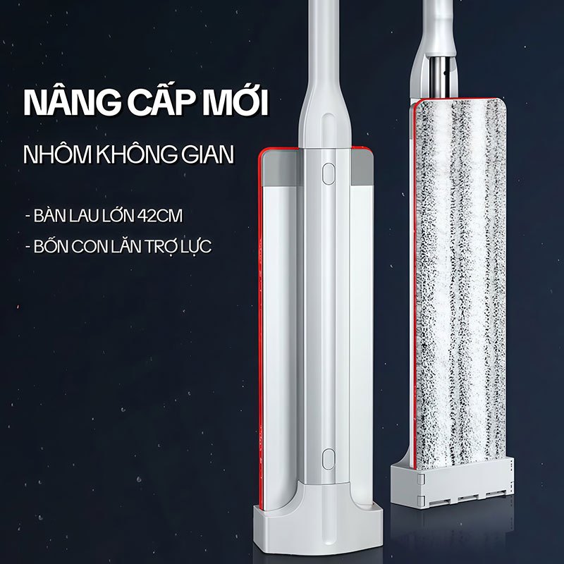 Cây Lau Nhà Tự Vắt OKwife HD-7020, Chổi Lau Nhà Tự Vắt Thông Minh Xoay 360 Độ, 2 Bông Lau