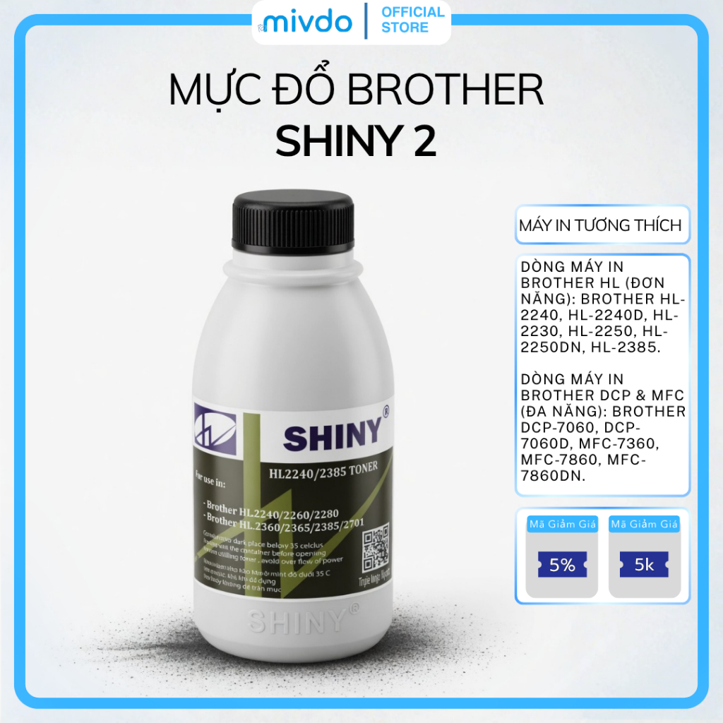 Mực Nạp Brother Shiny 2 Dùng Cho HL2240D DCP7060D MFC7360DN In Sắc Nét Ít Hao Bền Đẹp