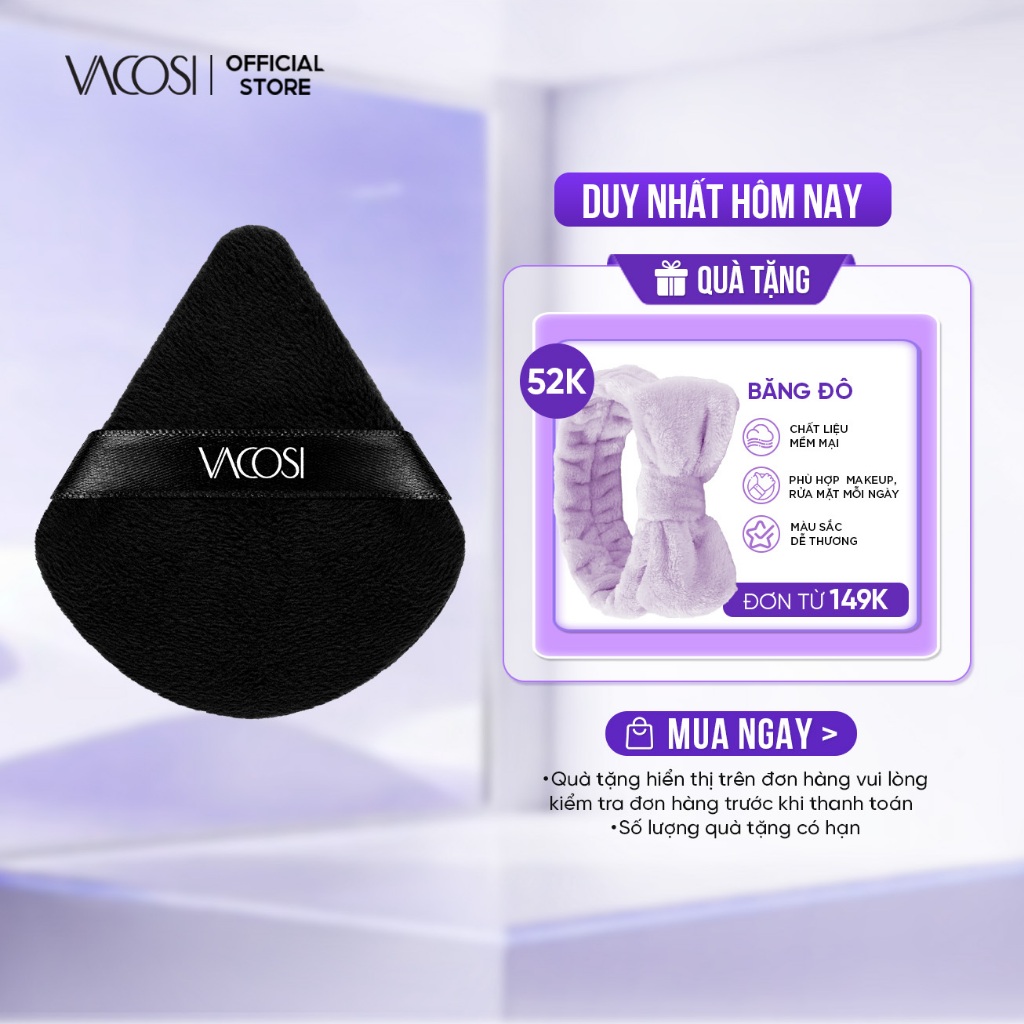 Bông Phấn Khô Tam Giác Cotton Đen VACOSI ANGLED BLACK PUFF - BP52