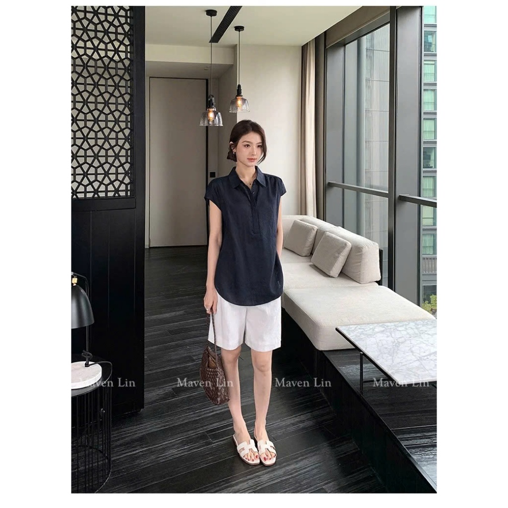[𝑴𝒂𝒗𝒆𝒏 𝑳𝒊𝒏] HÀNG CHÍNH HÃNG – Maven Lin Áo + quần short xanh navy