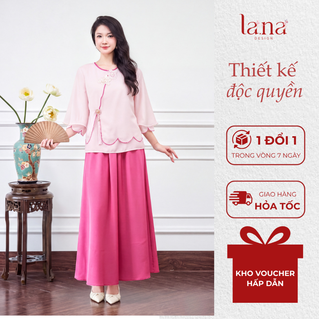 [DEAL MỞ BÁN] Pháp Phục Tỏa Liên Thiết Kế LANA DESIGN Chất Lụa Ngọc Trai Họa Tiết Hoa Sen Phối Chân 