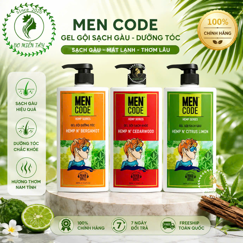 Gel gội MENCODE hương trẻ trung năng động 630g - Dưỡng tóc sạch khỏe