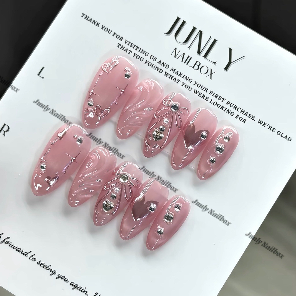 Nailbox Thiết Kế JUNLY móng tay giả mắt mèo hồng cho nữ mã 737