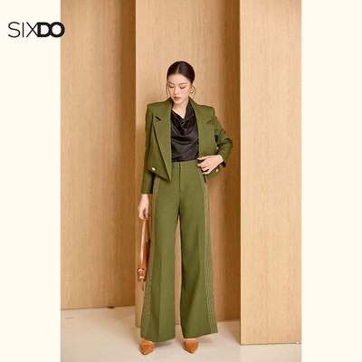 Áo vest dáng ngắn dài tay SIXDO (Dark Olive Green Woven Vest)