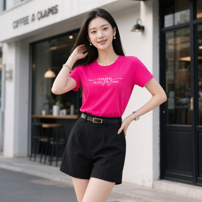 Áo phông nữ dáng vừa NA01 in chữ enjoy the little things trái tim chất thun cotton Loza VT8639