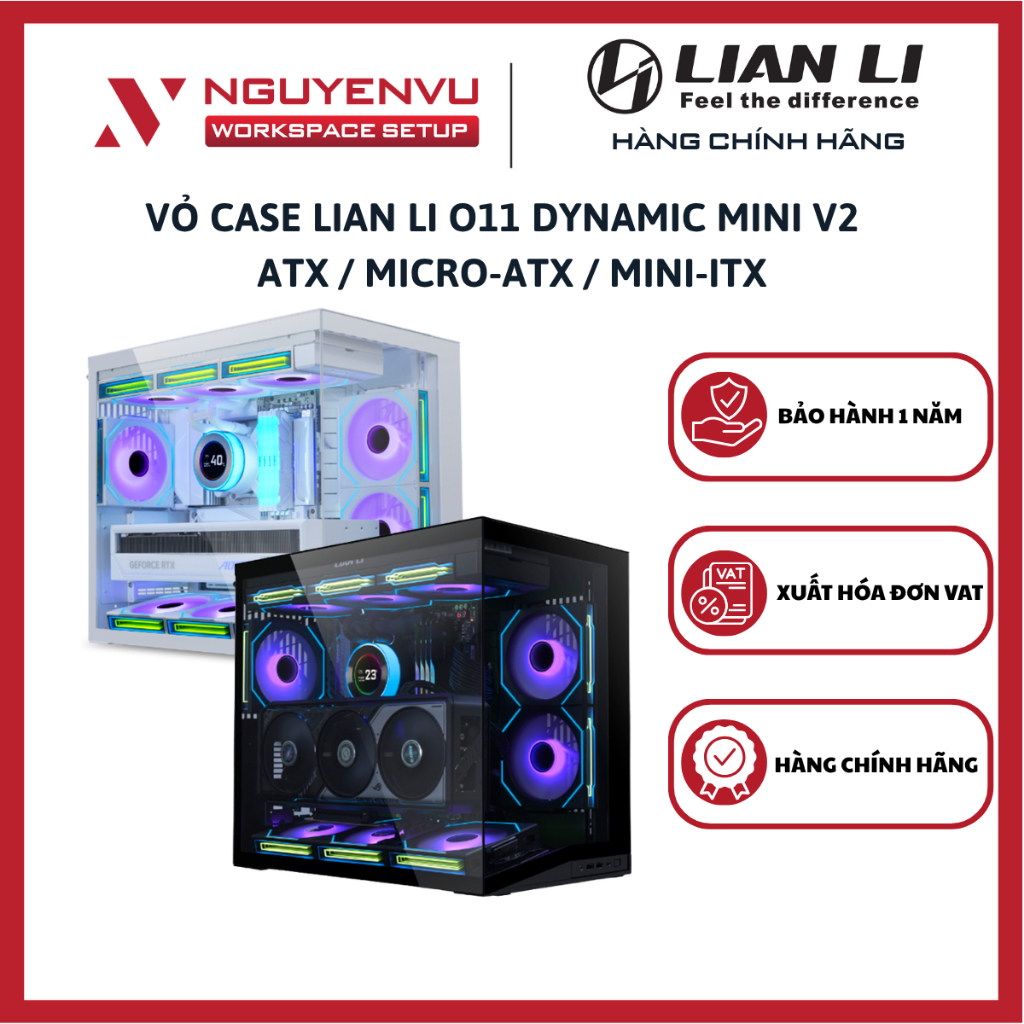 Vỏ Case Lian Li O11 Dynamic Mini V2 (ATX / Micro-ATX / Mini-ITX) - Hàng Chính Hãng