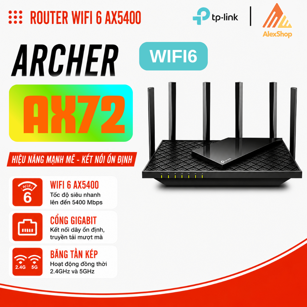 Archer AX72 Phát WiFi 6 Tp-Link One Mesh AX5400 - Chính Hãng