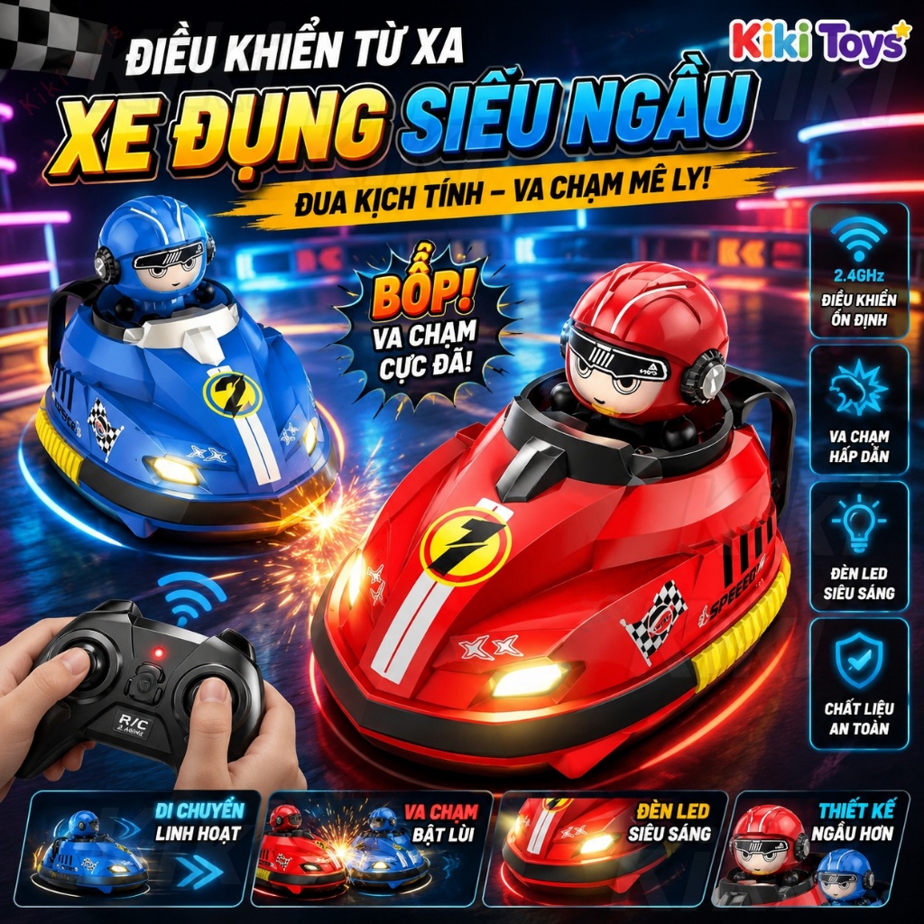 Xe Kart điều khiển từ xa - Xe đụng đối kháng hai người, xe trò chơi Kart drift tương tác cha mẹ con 