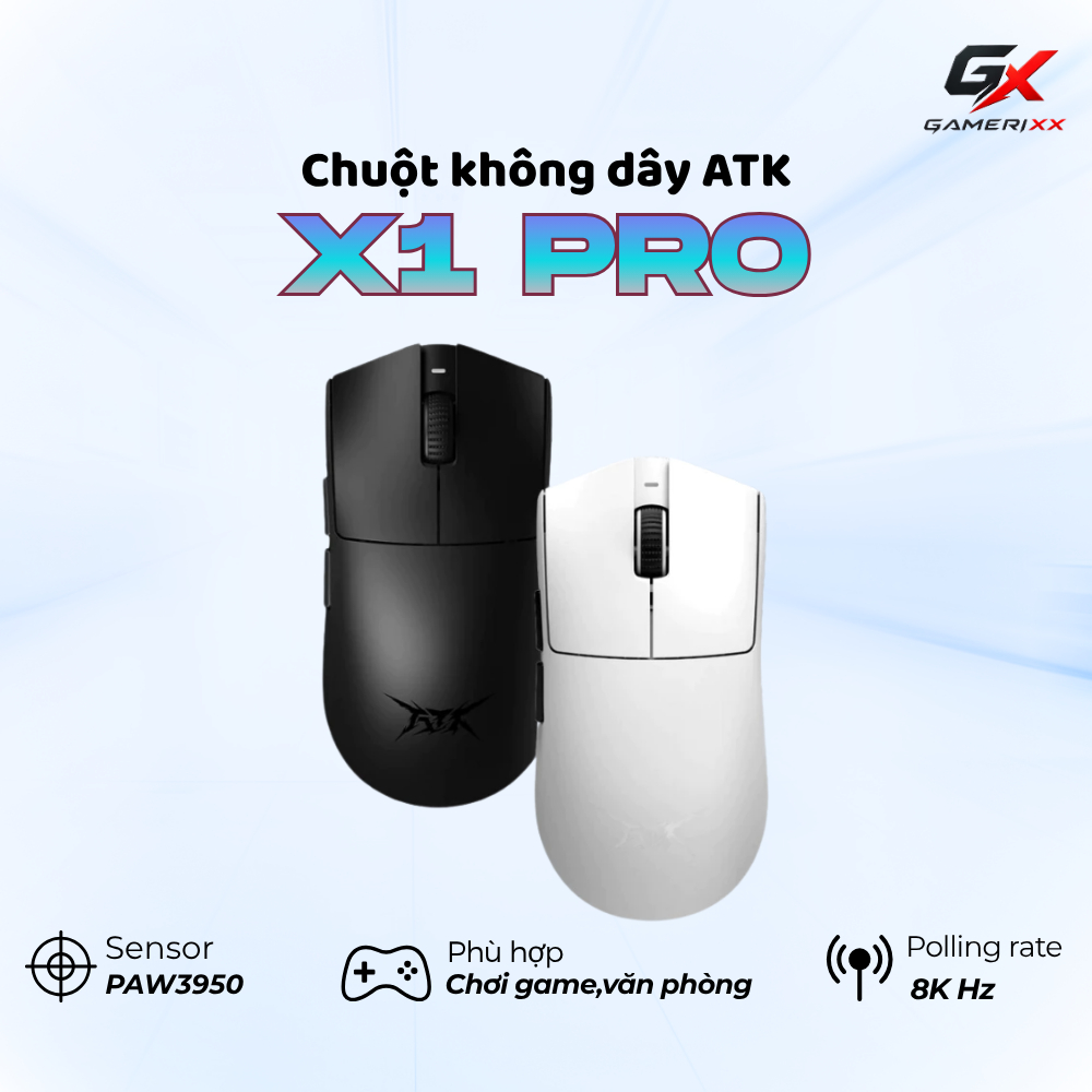 Chuột Không Dây Gaming ATK X1 SE - X1 Ultra - X1 Pro Dùng Chơi Game Văn Phòng - Dongle hỗ trợ 8000Hz