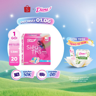 Băng vệ sinh Diana siêu thấm siêu mỏng cánh 20 miếng/gói