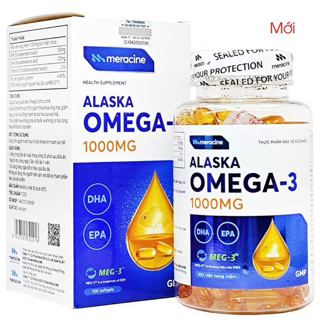 ALASKA OMEGA-3 1000MG MERACINE – BỔ SUNG DHA & EPA CHO TIM MẠCH, NÃO BỘ, MẮT 👀