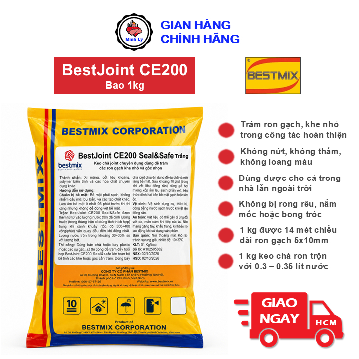[Hỏa Tốc] Bao 1kg Keo Chà Ron BestJoint CE200 Keo Chít Mạch Trong Nhà Ngoài Trời Bestmix Tương Đương