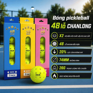 Box 3 Bóng Pickleball Chan Long 48 Lỗ Chính Hãng - Bóng Outdoor Chống Méo, Độ Nảy Ổn Định
