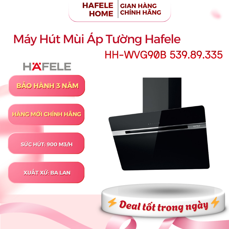 Máy hút mùi Hafele HH-WVG90B 90cm - Gắn tường, màu Đen