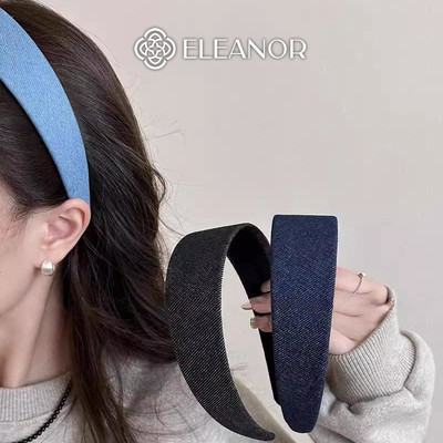 Băng đô cài tóc nữ Eleanor Accessories vải jean trơn phụ kiện tóc bờm tóc 11896