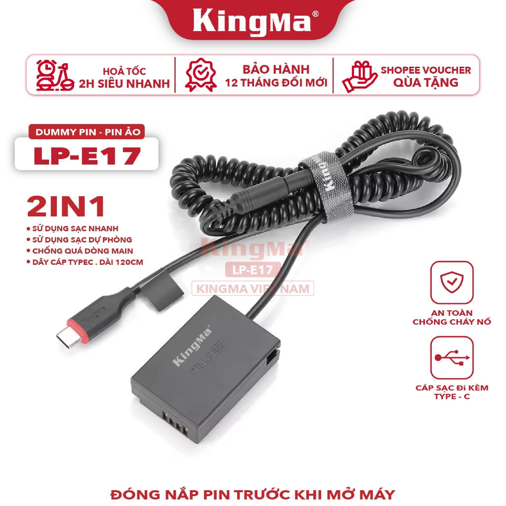 Dummy Pin LP-E17 KingMa . Cổng Kết Nối Type-C Cho Máy Ảnh Canon . Cấp Nguồn Liên Tục Cho Quay Phim H