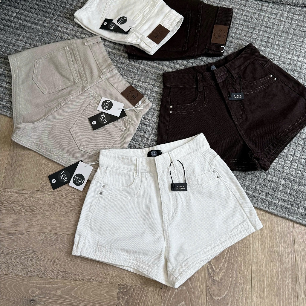 YURI JEANS - (MÃ 35) Quần Short Jean Nữ Túi Đôi Lưng Cao Basic