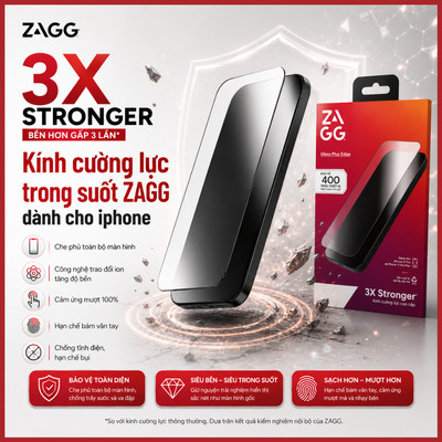 [iPhone 17/16/15/14/13/12/11/Xs/X/8/7] Kính cường lực trong suốt | Bảo vệ mắt ASX | Khay tự dán