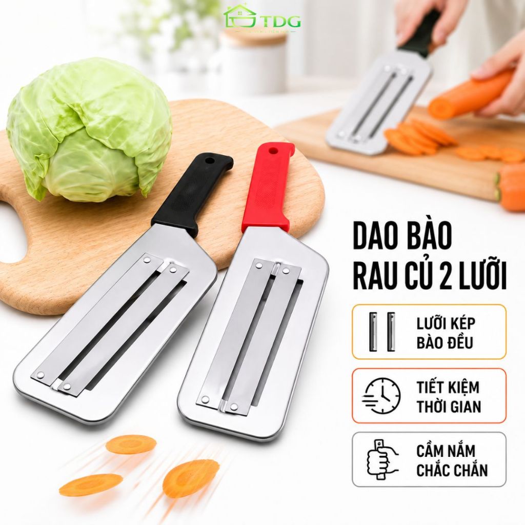 Dao bào rau củ 2 lưỡi TDHome dao thái rau củ cắt lát đa năng dao bào lưỡi kép sắc bén HH578