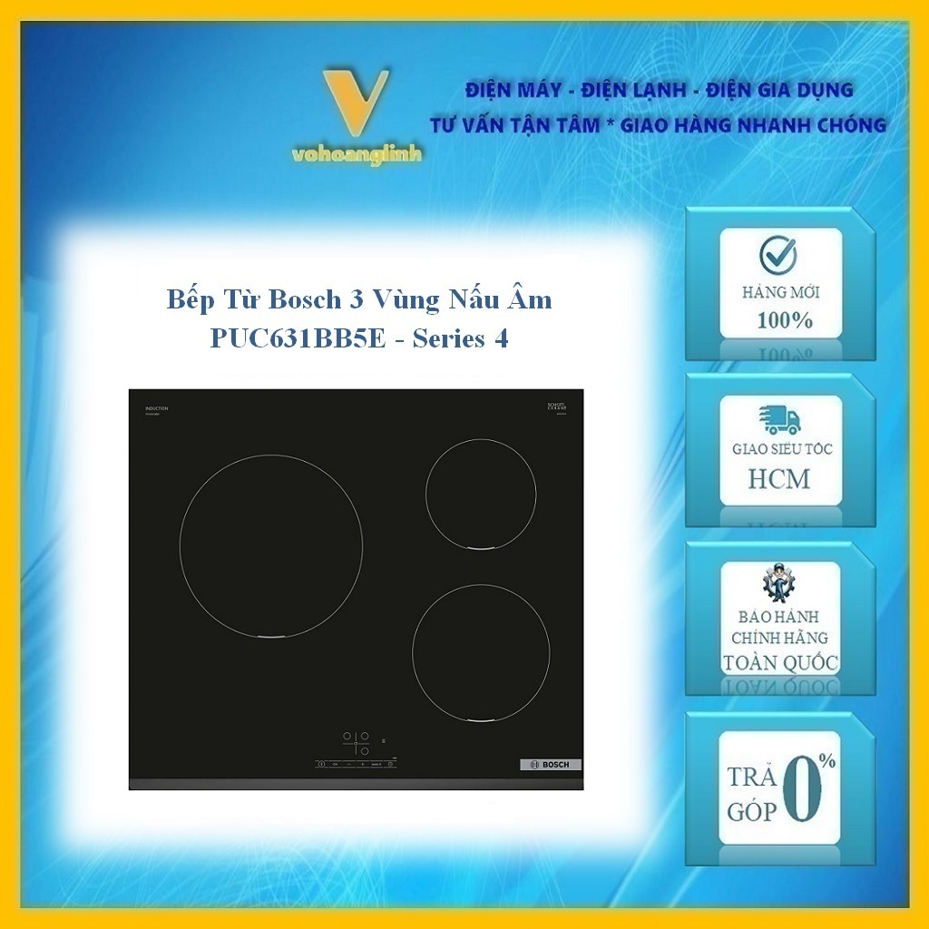 Bếp Từ Bosch 3 Vùng Nấu Âm PUC631BB5E - Series 4