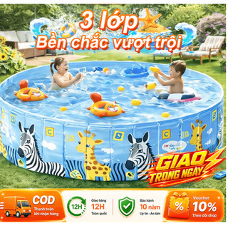 Bể bơi Gấp Gọn Cho Bé, Hồ Bơi Không Cần Bơm Gia Đình Có Khung 3 Lớp PVC Dày, Hồ Bơi Trẻ Em Ngoài Trời
