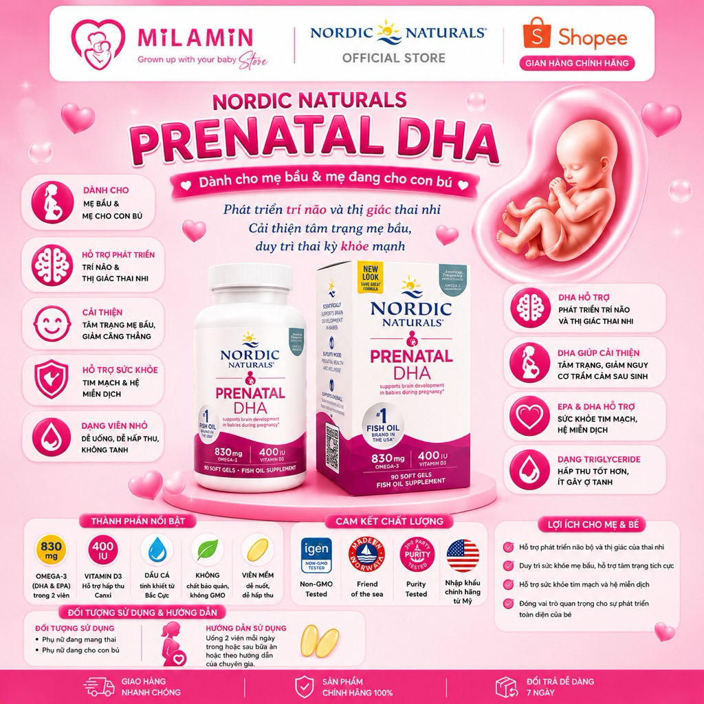 DHA Nordic Naturals Prenatal  cho mẹ bầu bú