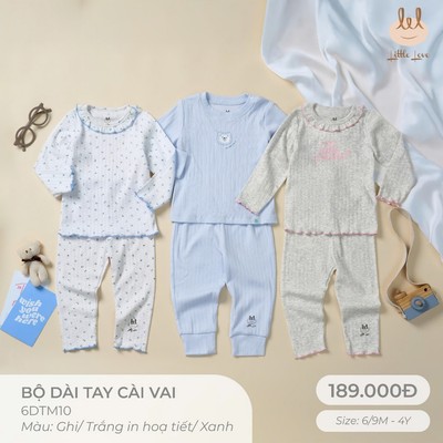 BỘ DÀI TAY CÀI VAI DÀNH CHO BÉ LIL [ SIÊU MỀM, MÁT, MỊN CO DÃN VÀ THẤM HÚT ] SZ 6M -4Y (6DTM10)
