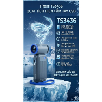 Quạt sạc cầm tay USB TS3436 (8000mAh)