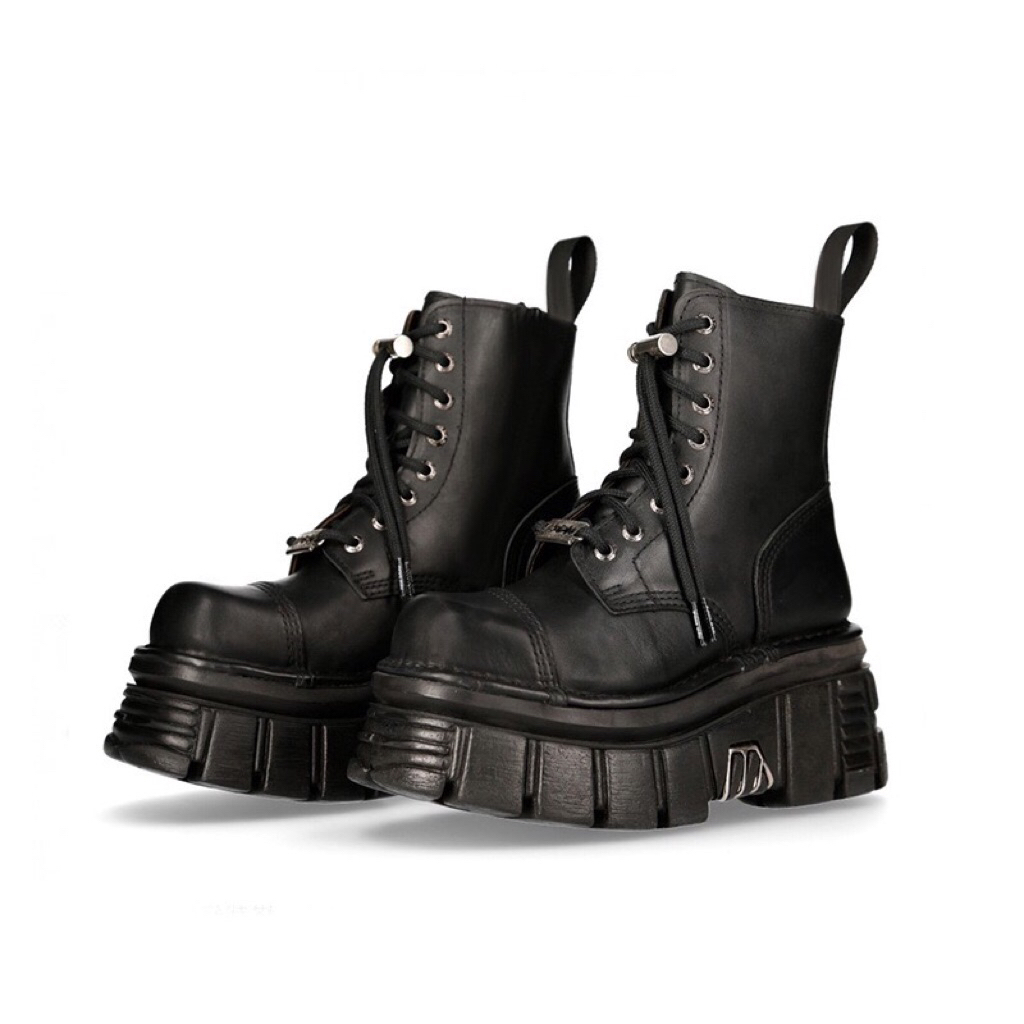 Giày da nam nữ New Rock ankle boots classic đế cao 5cm Punk Rock FOOTMADE