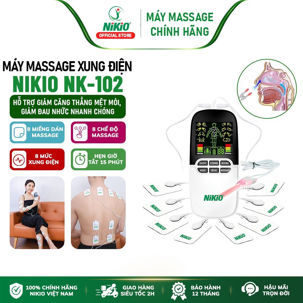 Máy Massage Xung Điện Nikio NK-102 - 8 Miếng Dán và Đèn Hồng Ngoại Trị Liệu