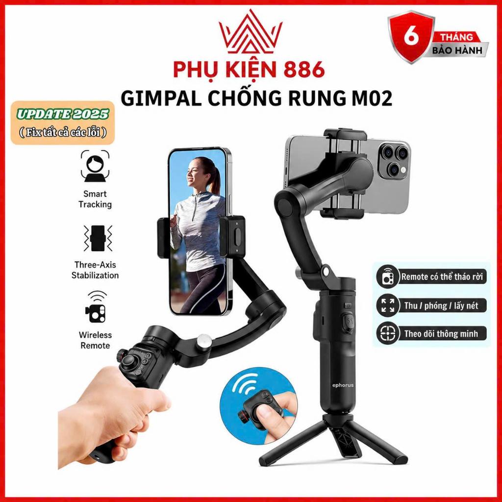 Gimbal Smart M02, Gậy chụp ảnh 3 chân, gậy quay video chống rung cao cấp phiên bản mới