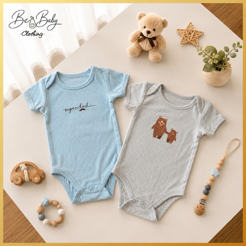[1-6M] Set Body Chip Cộc Tay Xanh Ghi Cho Bé Sơ Sinh - Lullaby (Bơ Baby)