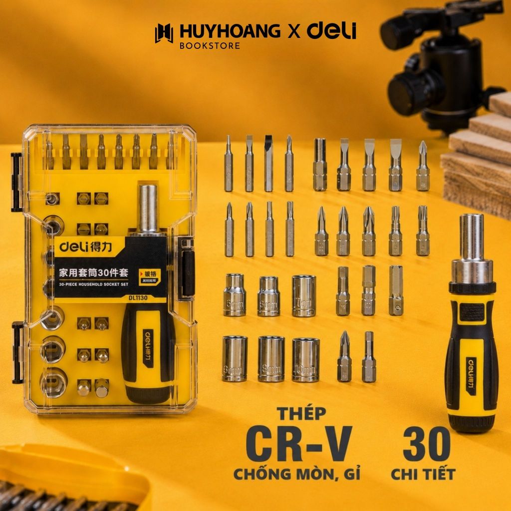 Bộ Tua Vít DELI Cao Cấp 30 Chi Tiết Đa Năng - Sửa Chữa Xe Máy, Đồ Gia Dụng, Tiện Lợi (DL1130), Tools