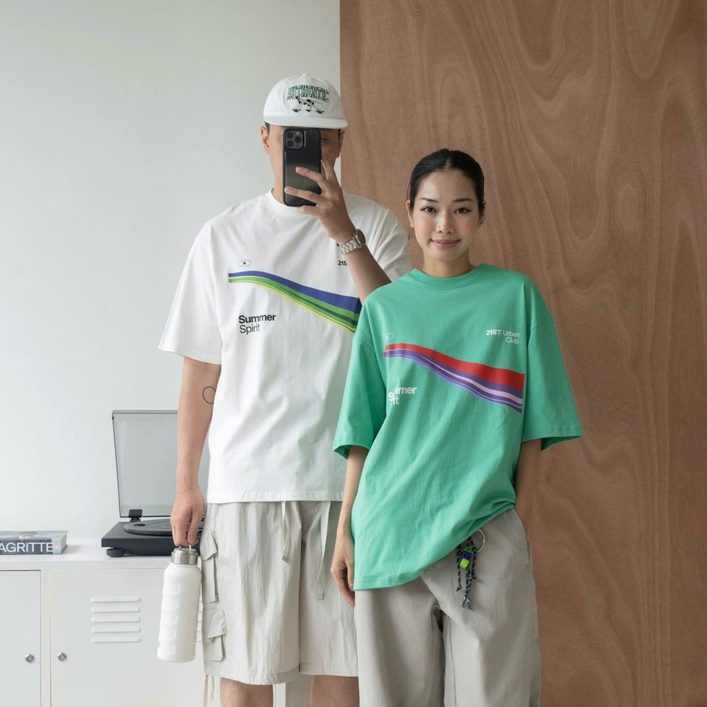 Áo phông dáng oversized hoạ tiết 21ST URBAN Summer Spirit