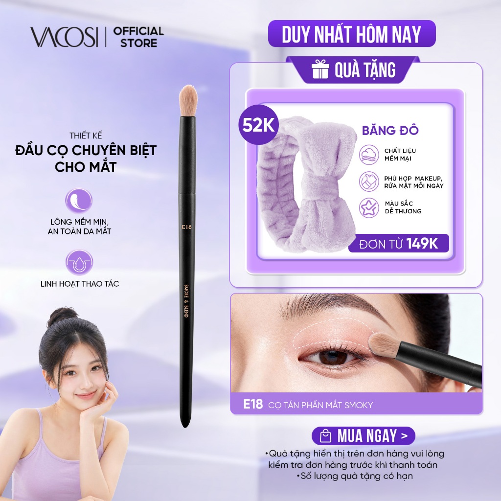 Cọ tán mắt smokey VACOSI - E18-Y24