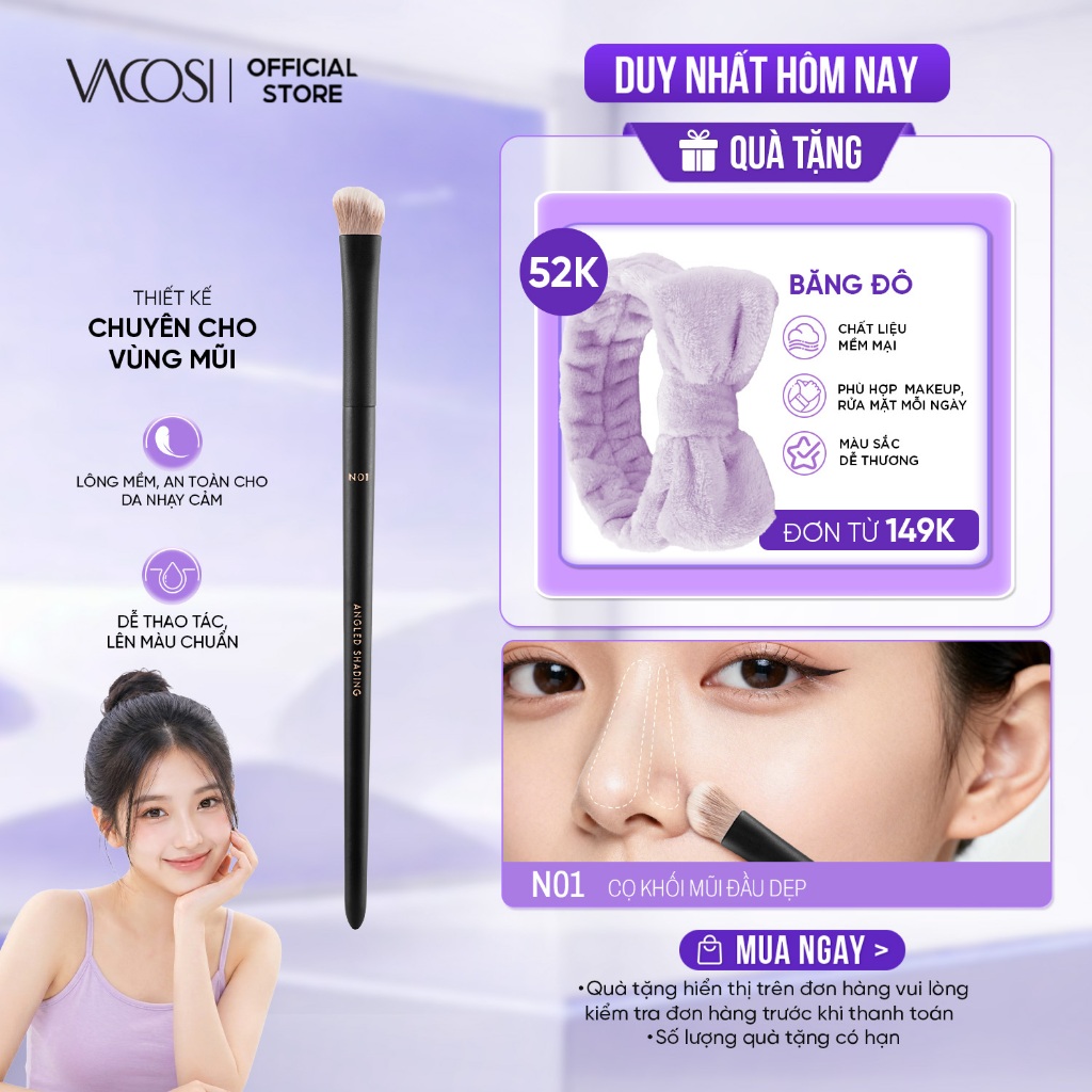 Cọ khối mũi, đầu dẹp VACOSI - N01-Y24