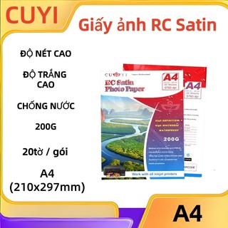 (Giấy ảnh cao cấp) Giấy Ảnh CUYI RC Satin 200gsm - Khổ A4 - Giấy Ảnh Chống Nước Phủ Resin Cho Máy In Phun