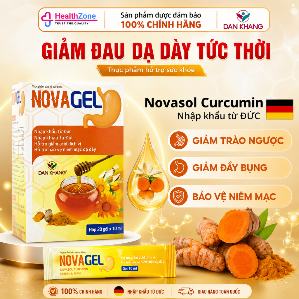 Gói uống hỗ trợ giảm đau dạ dày Novagel Dân Khang- Hộp 20 gói