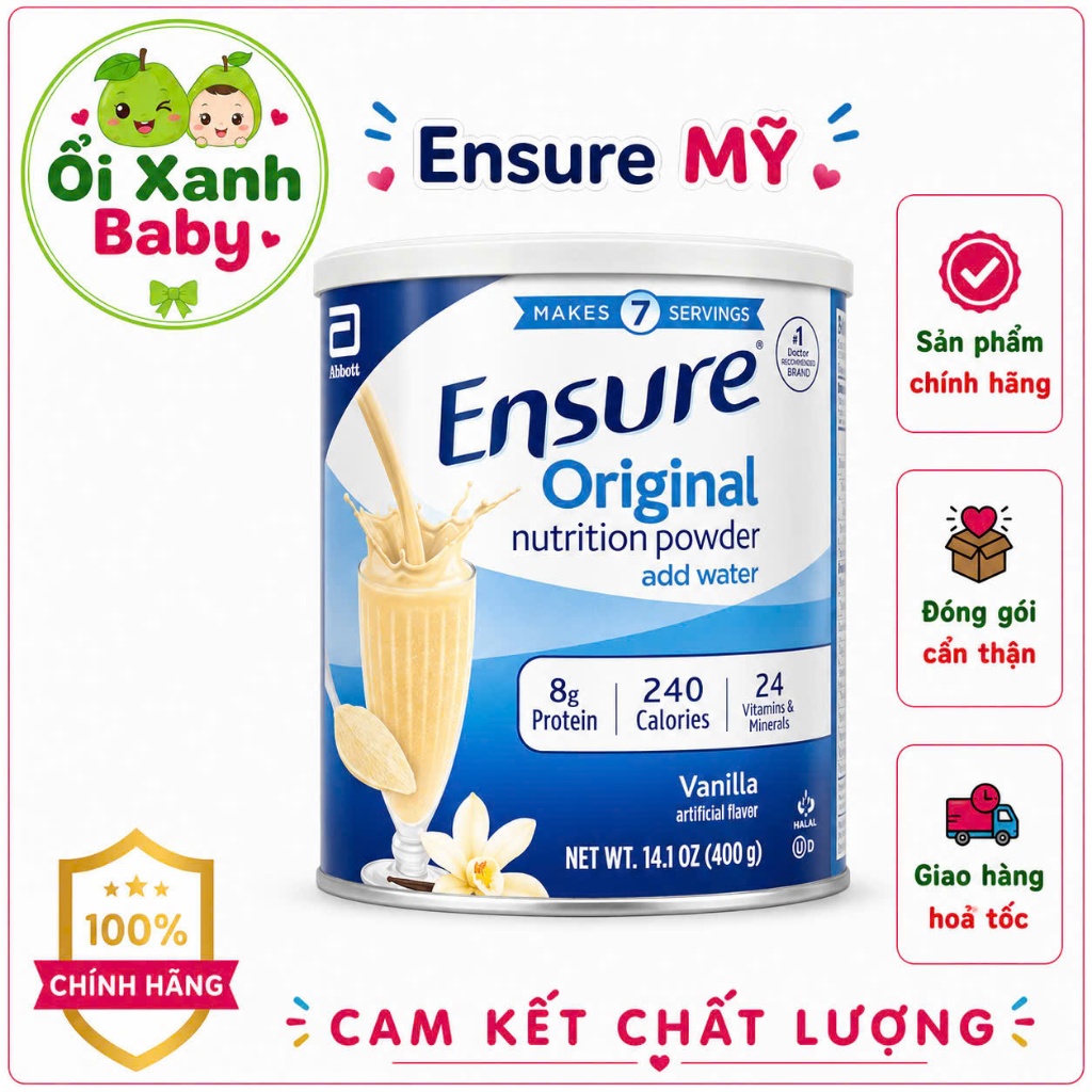 Sữa bột Ensure Mỹ Original Nutrition Powder hương vanilla 400g