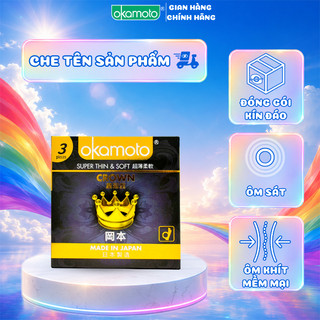 Bao cao su okamoto crown kích cỡ nhỏ siêu mỏng và mềm mại hộp 3 cái