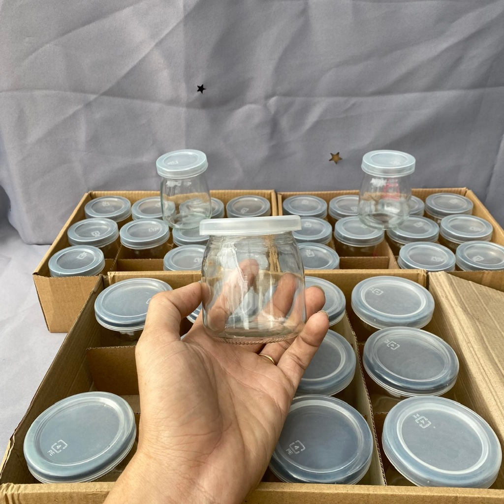 Hộp 12 hủ thủy tinh nắp nhựa/ hủ sữa chua dung tích 100ml hoặc 200ml. dùng làm sữa chua, flan. NẮP N