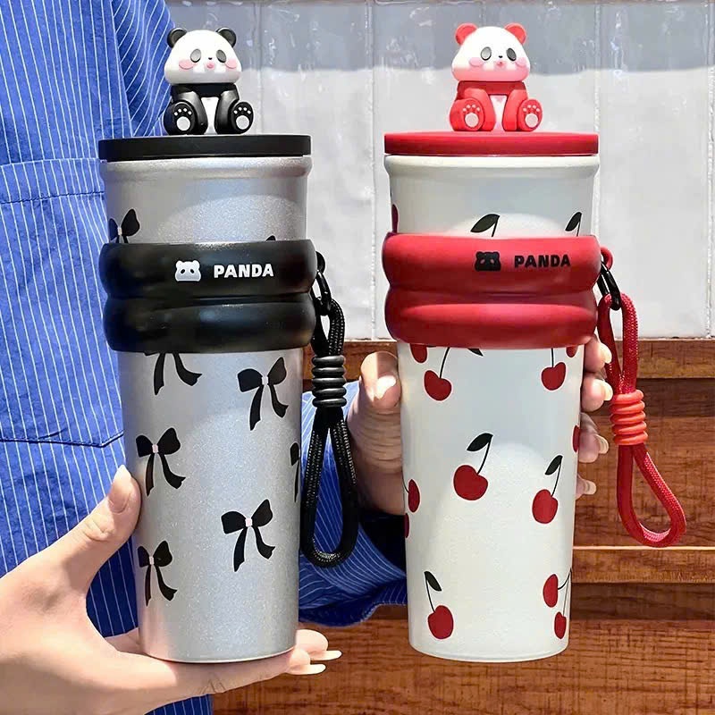 GIA DỤNG CÔ LỆ - LY GIỮ NHIỆT INOX GẤU - LY HÚT CAO PANDA 700ML KM-177